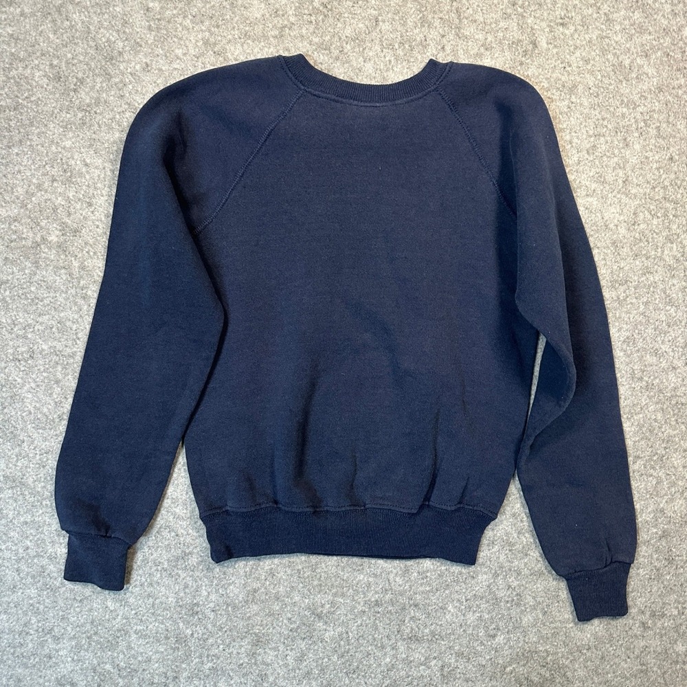Wrangler Sweats Raglan Crewneck Sweatshirt Youth L Navy Blue Made in USA Vintage - Picture 2 of 6